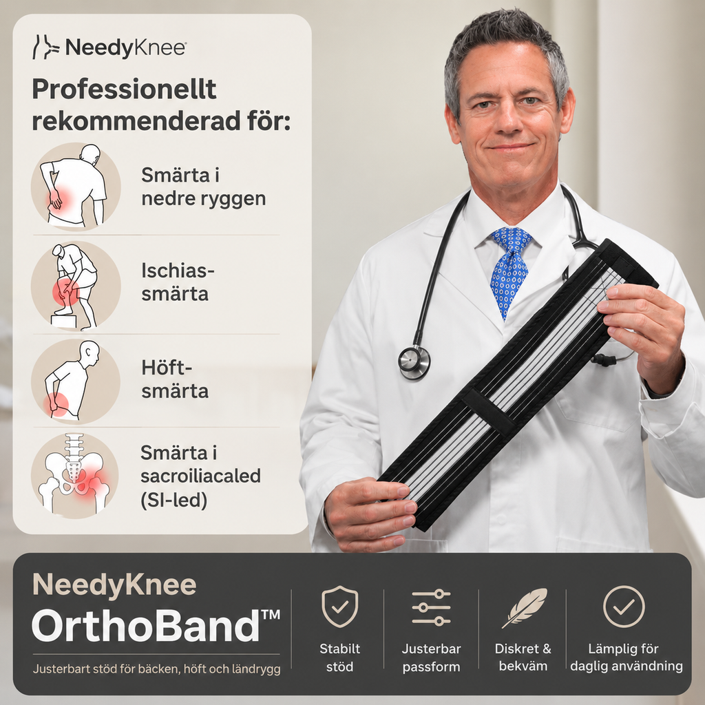 Needyknee OrthoBand™ – Justerbart stöd för bäcken, höft och ländrygg