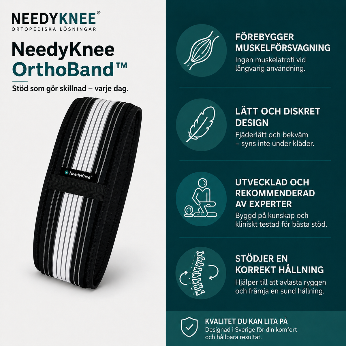 Needyknee OrthoBand™ – Justerbart stöd för bäcken, höft och ländrygg