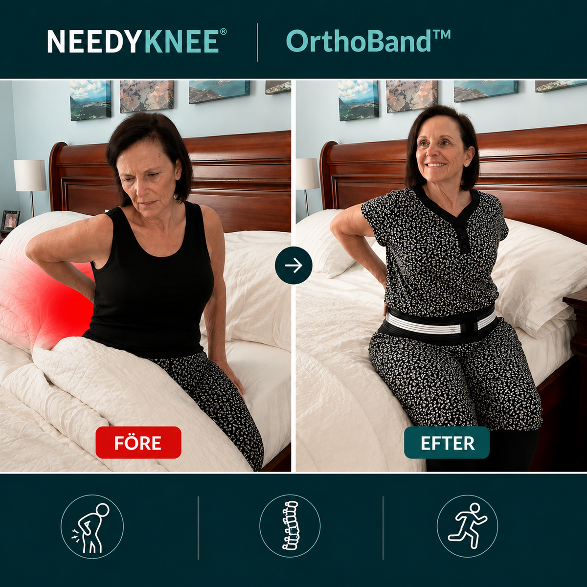 Needyknee OrthoBand™ – Justerbart stöd för bäcken, höft och ländrygg